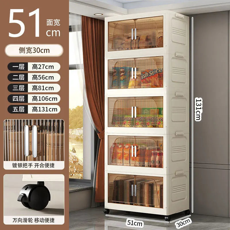 A Multifunctional Folding Storage Cabinet Plastic Storage Cabinet Free Installation Home Living Room Cabinet Children's Wardrobe