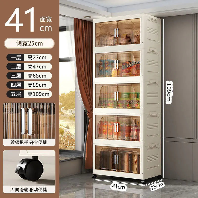 A Multifunctional Folding Storage Cabinet Plastic Storage Cabinet Free Installation Home Living Room Cabinet Children's Wardrobe
