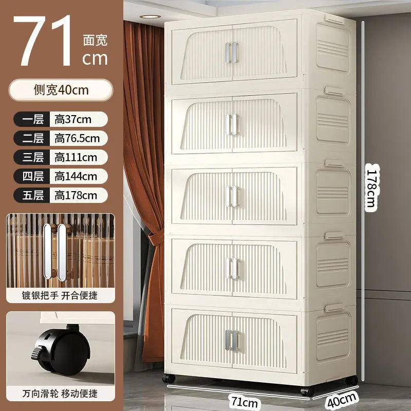 A Multifunctional Folding Storage Cabinet Plastic Storage Cabinet Free Installation Home Living Room Cabinet Children's Wardrobe