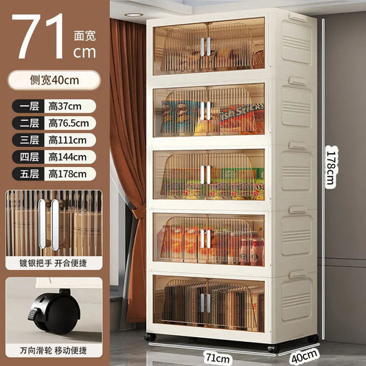 A Multifunctional Folding Storage Cabinet Plastic Storage Cabinet Free Installation Home Living Room Cabinet Children's Wardrobe
