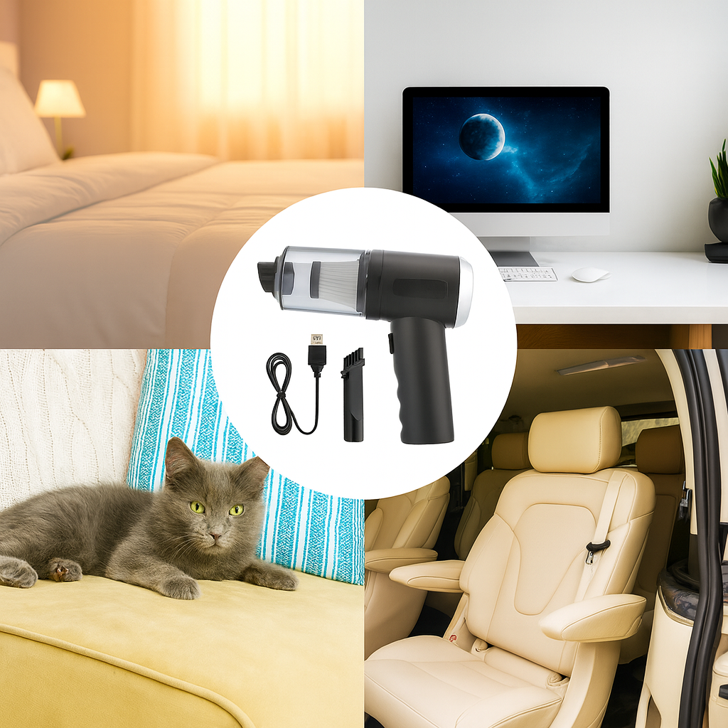 1pc120W High Power Wireless Vacuum Cleaner Dual Use for Home and Car Powerful Vacuum Cleaner Black