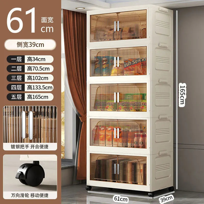 A Multifunctional Folding Storage Cabinet Plastic Storage Cabinet Free Installation Home Living Room Cabinet Children's Wardrobe