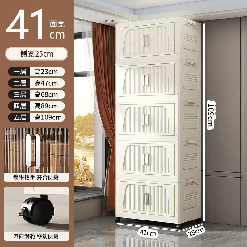 A Multifunctional Folding Storage Cabinet Plastic Storage Cabinet Free Installation Home Living Room Cabinet Children's Wardrobe