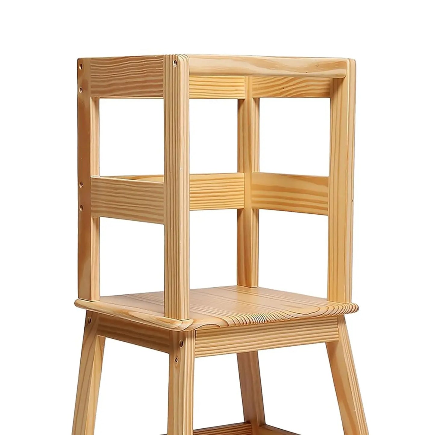 Kids Kitchen Step Stool With Safety Rail, 150Lb Acity, For 18-36 Months Old, Natural