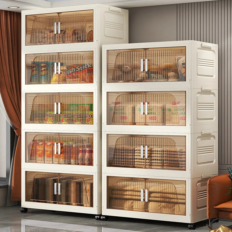 A Multifunctional Folding Storage Cabinet Plastic Storage Cabinet Free Installation Home Living Room Cabinet Children's Wardrobe