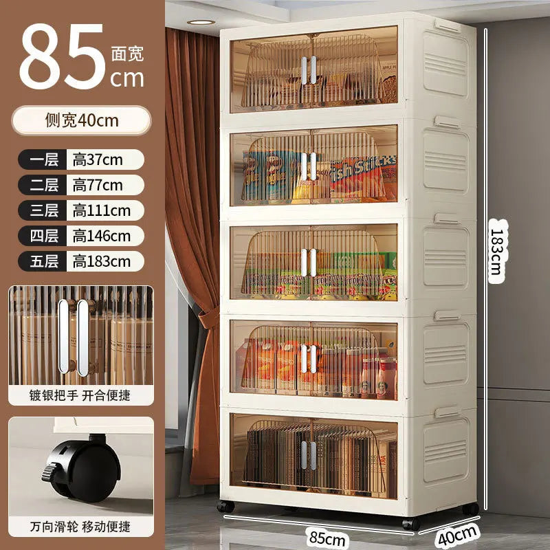 A Multifunctional Folding Storage Cabinet Plastic Storage Cabinet Free Installation Home Living Room Cabinet Children's Wardrobe