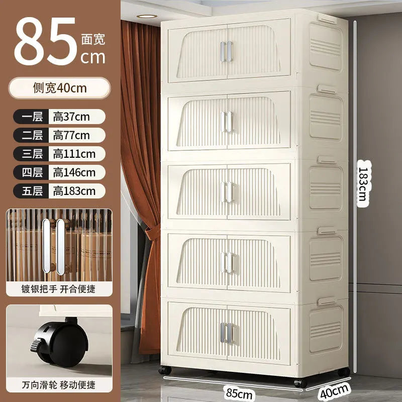 A Multifunctional Folding Storage Cabinet Plastic Storage Cabinet Free Installation Home Living Room Cabinet Children's Wardrobe