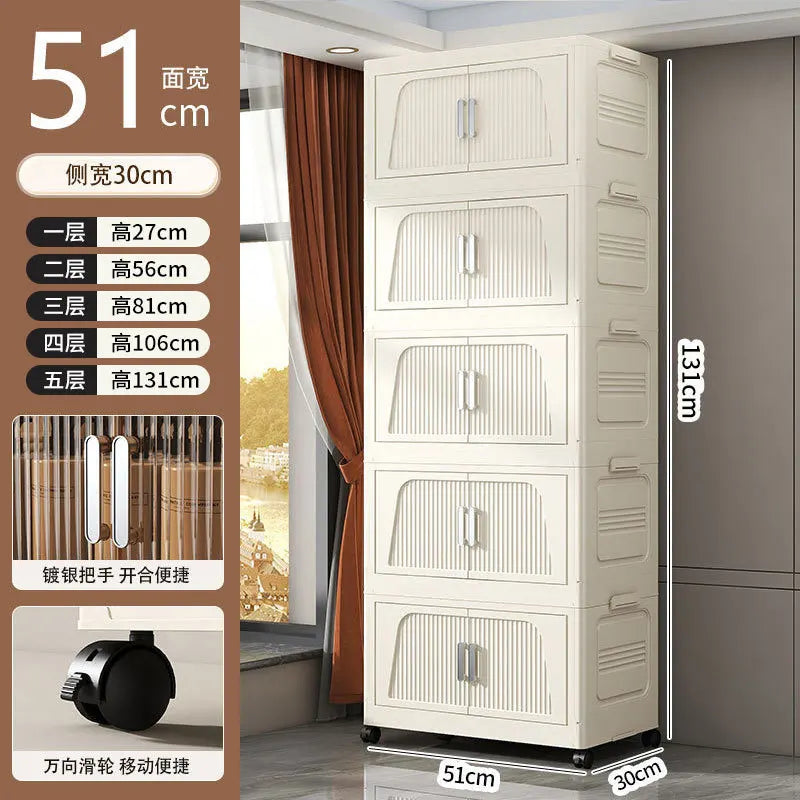 A Multifunctional Folding Storage Cabinet Plastic Storage Cabinet Free Installation Home Living Room Cabinet Children's Wardrobe