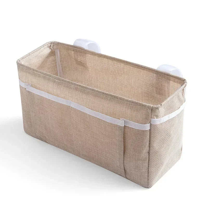 Canvas Baby Crib Organizer Bed Hanging Storage Bag For Baby Essentials Multipurpose Baby Bed Organizer Hanging Diaper Toy Tissue