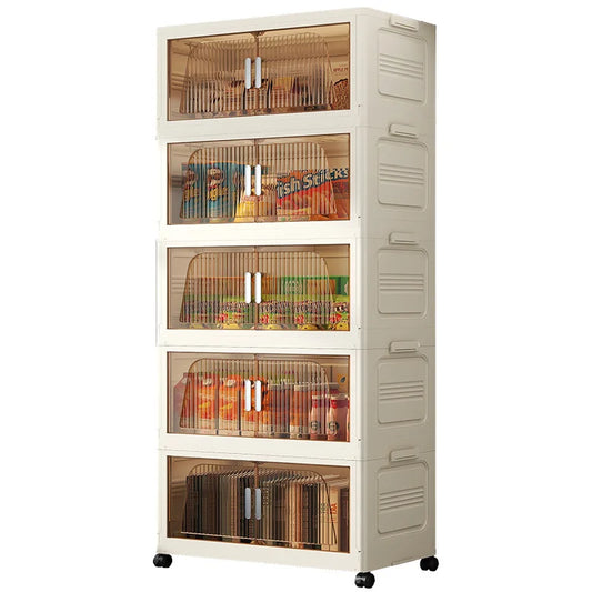 A Multifunctional Folding Storage Cabinet Plastic Storage Cabinet Free Installation Home Living Room Cabinet Children's Wardrobe